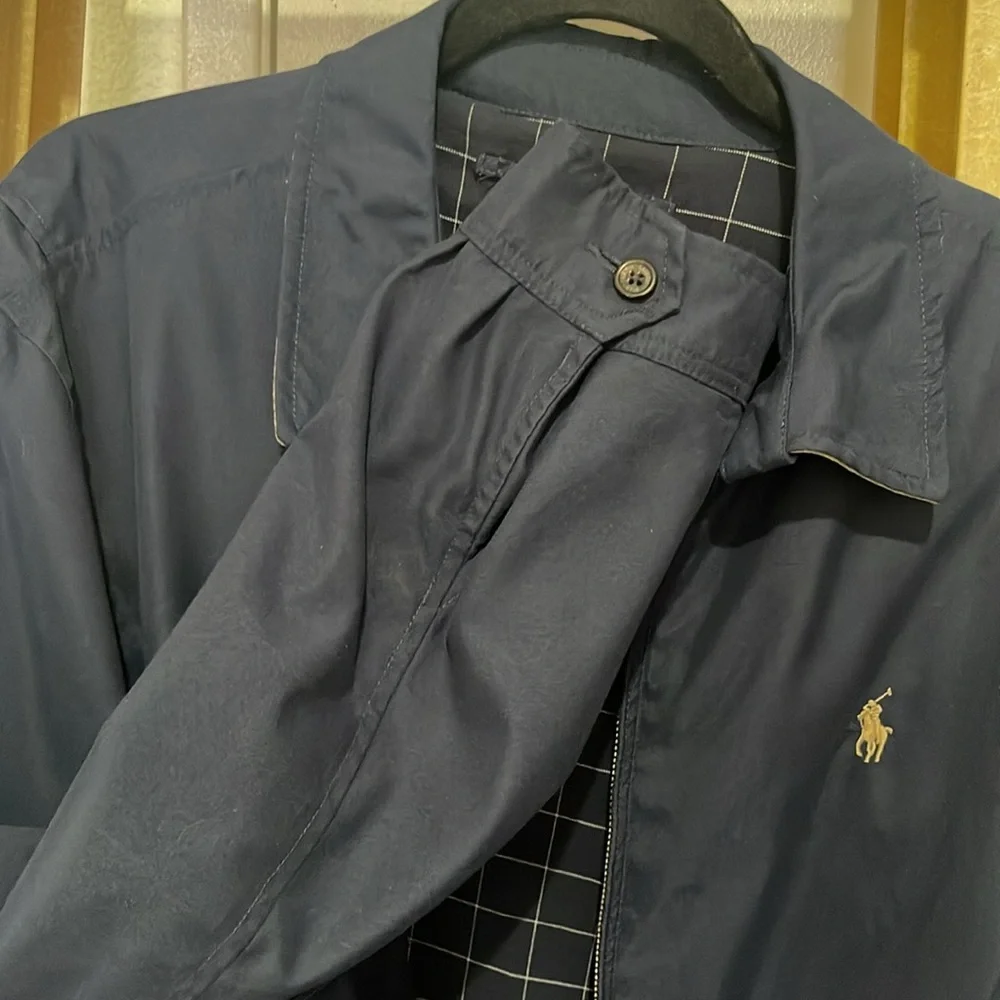 Polo Ralph Lauren Navy Harrington Plaid Lined Full Zip Jacket in Size L - Picture 5 of 15